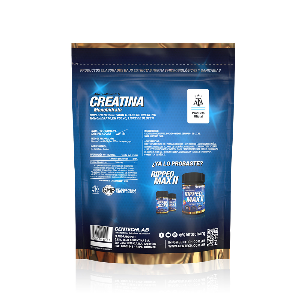 TABLA NUTRICIONAL CREATINA MONOHIDRATO GENTECH