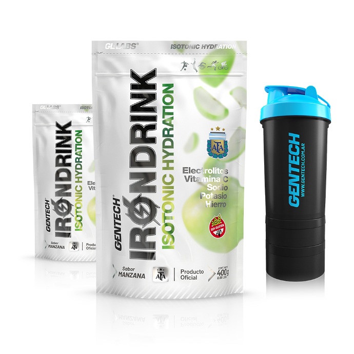 Iron Drink bebida Isotonica sabor manzana verde Gentech Suplementos Deportivos