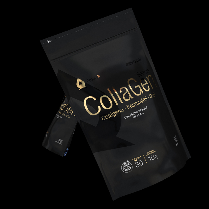 Collagen Gentech Colágeno Hidrolizado, Resveratrol, Q10 y Vitamina C. 
