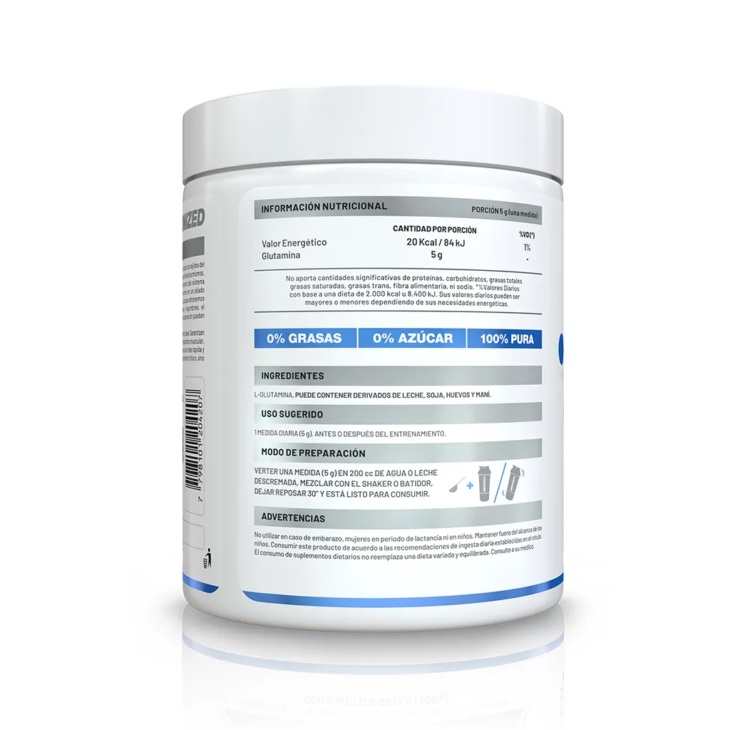 Tabla nutricional GLUTAMINA MICRONIZADA | GenTech AFA